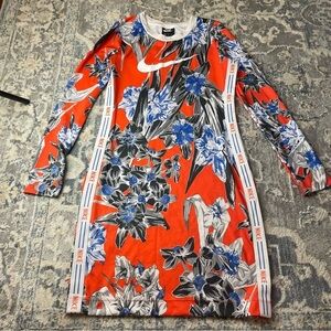 Nike Women's Long Sleeve Dress - Red and Blue Floral